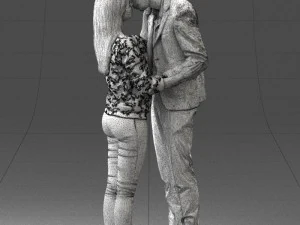 000444 Realistic Young Couple Embracing 3dp 3D Print Model