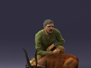 000446 Hunter with Antelope Trophy Pose 3D Model
