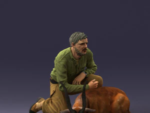 000446 Hunter with Antelope Trophy Pose 3D Model