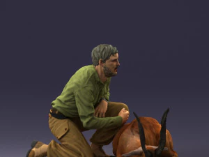 000446 Hunter with Antelope Trophy Pose 3D Model