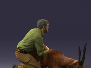 000446 Hunter with Antelope Trophy Pose 3D Model