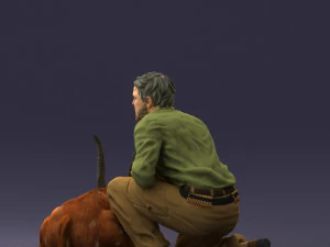 000446 Hunter with Antelope Trophy Pose 3D Model
