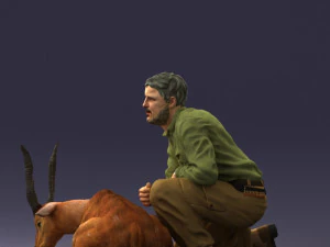 000446 Hunter with Antelope Trophy Pose 3D Model