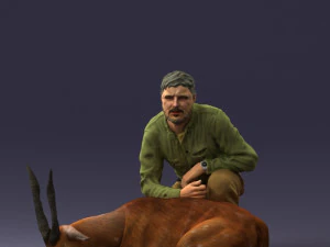 000446 Hunter with Antelope Trophy Pose 3D Model