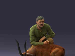 000446 Hunter with Antelope Trophy Pose 3D Model