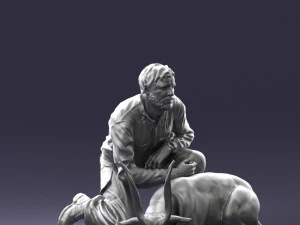000446 Hunter with Antelope Trophy Pose 3D Model