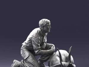 000446 Hunter with Antelope Trophy Pose 3D Model
