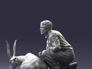 000446 Hunter with Antelope Trophy Pose 3D Model