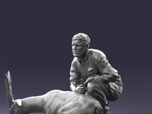 000446 Hunter with Antelope Trophy Pose 3D Model