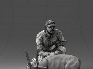 000446 Hunter with Antelope Trophy Pose 3D Model
