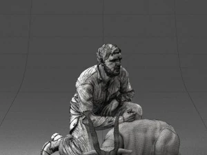 000446 Hunter with Antelope Trophy Pose 3D Model