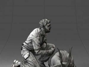000446 Hunter with Antelope Trophy Pose 3D Model