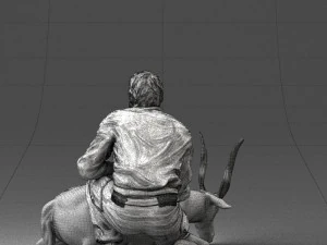 000446 Hunter with Antelope Trophy Pose 3D Model