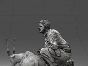 000446 Hunter with Antelope Trophy Pose 3D Model