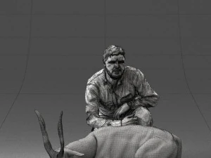 000446 Hunter with Antelope Trophy Pose 3D Model