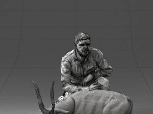 000446 Hunter with Antelope Trophy Pose 3D Model