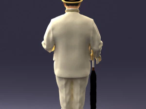 000449 Elegant Gentleman in Classic White Suit with Umbrella 3dp 3D Print Model