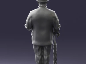 000449 Elegant Gentleman in Classic White Suit with Umbrella 3dp 3D Print Model