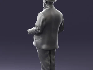 000449 Elegant Gentleman in Classic White Suit with Umbrella 3dp 3D Print Model