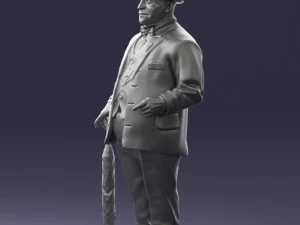 000449 Elegant Gentleman in Classic White Suit with Umbrella 3dp 3D Print Model