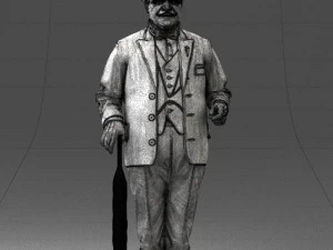 000449 Elegant Gentleman in Classic White Suit with Umbrella 3dp 3D Print Model