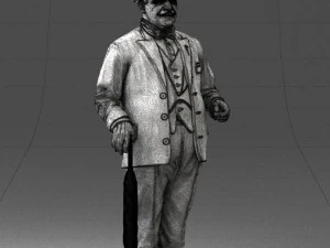 000449 Elegant Gentleman in Classic White Suit with Umbrella 3dp 3D Print Model