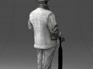 000449 Elegant Gentleman in Classic White Suit with Umbrella 3dp 3D Print Model