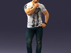 000451 Casual Muscular Man Thinking Pose 3dp 3D Print Model