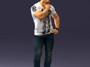 000451 Casual Muscular Man Thinking Pose 3dp 3D Print Model