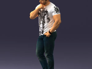 000451 Casual Muscular Man Thinking Pose 3dp 3D Print Model