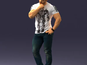 000451 Casual Muscular Man Thinking Pose 3dp 3D Print Model