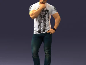 000451 Casual Muscular Man Thinking Pose 3dp 3D Print Model