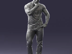 000451 Casual Muscular Man Thinking Pose 3dp 3D Print Model
