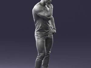 000451 Casual Muscular Man Thinking Pose 3dp 3D Print Model
