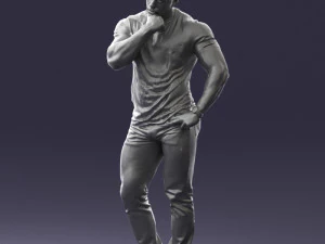 000451 Casual Muscular Man Thinking Pose 3dp 3D Print Model