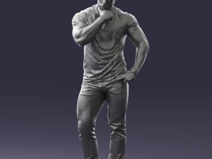 000451 Casual Muscular Man Thinking Pose 3dp 3D Print Model