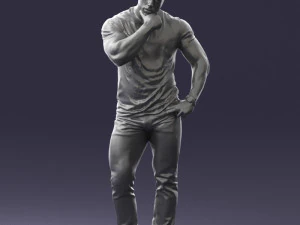 000451 Casual Muscular Man Thinking Pose 3dp 3D Print Model