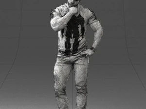 000451 Casual Muscular Man Thinking Pose 3dp 3D Print Model