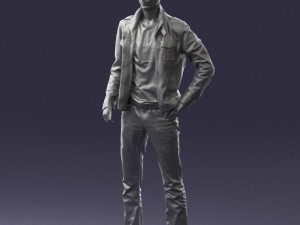 man in leather jacket 0118 3d print ready Modèles 3D en vedette