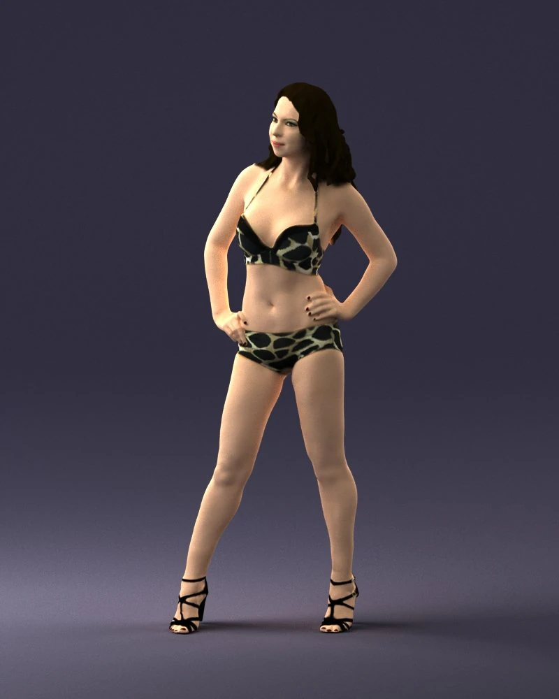 000448 Woman in Leopard Bikini and High Heels 3D Model .c4d .max .obj .3ds .fbx .stl .blend 