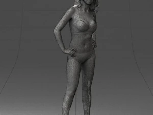 000448 Woman in Leopard Bikini and High Heels 3D Model