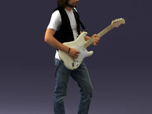 000454 Realistic Male Guitarist Character 3D Model