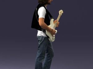 000454 Realistic Male Guitarist Character 3D Model
