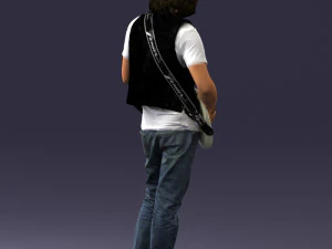 000454 Realistic Male Guitarist Character 3D Model