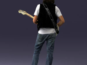 000454 Realistic Male Guitarist Character 3D Model