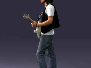 000454 Realistic Male Guitarist Character 3D Model