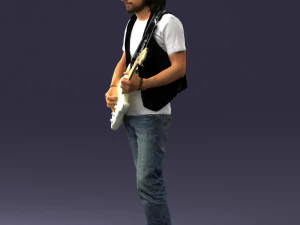 000454 Realistic Male Guitarist Character 3D Model