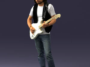 000454 Realistic Male Guitarist Character 3D Model