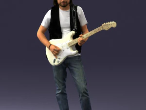 000454 Realistic Male Guitarist Character 3D Model