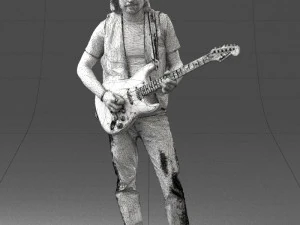 000454 Realistic Male Guitarist Character 3D Model